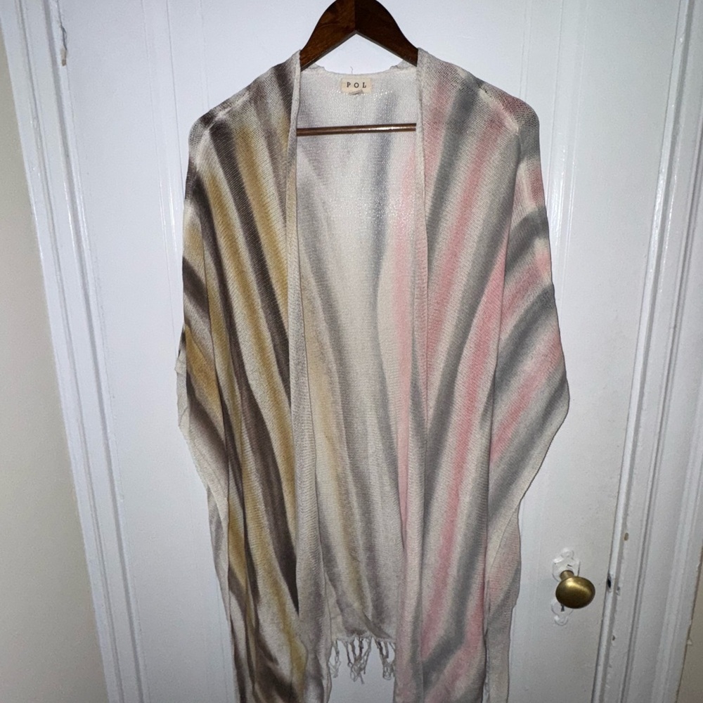 NWOT - POL Cottagecore bohemian softgirl Multicolor Striped Shawl w/Fringe